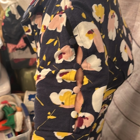 Boden “Alexis” Floral Dress Fluted Sleeves Button Detail Navy Size 6 Lined - Picture 8 of 11